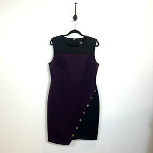 NEW Tommy Hilfiger Colorblock Asymmetric Sheath Dress Womens Sz 14 Purple Black
